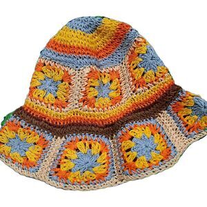 Peter Grimm Pura Vida Collab Hat Womens OS Hippie Boho Colorful Floral Woven